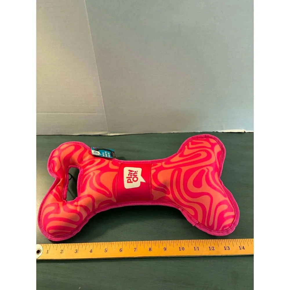 Play On Bottle Bone Tug Dog Toy Large Pink Orange New Swirl Pattern Interactive